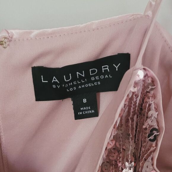 Laundry by Shelli Segal Sequin Fringe Sheath Dress in Pink Size 8 - Picture 5 of 8